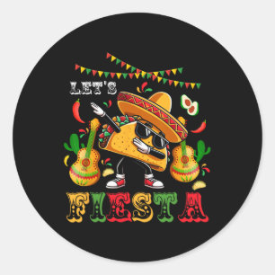Let's Fiesta Cinco De Mayo Dabbing Taco Kids Boys Classic Round Sticker