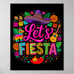 Lets fiesta cinco de mayo funny colourful mexican poster