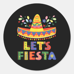 Let's Fiesta Cinco De Mayo Guitar Funny Mexican Pa Classic Round Sticker