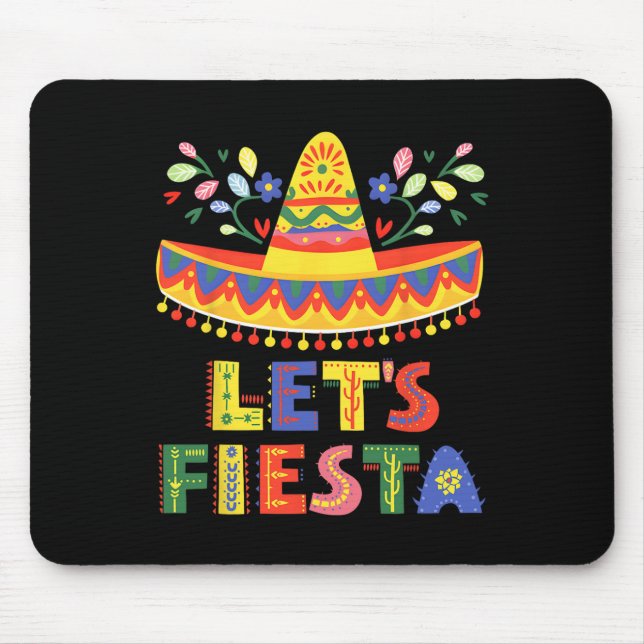 Let's Fiesta Cinco De Mayo Guitar Funny Mexican Pa Mouse Pad (Front)