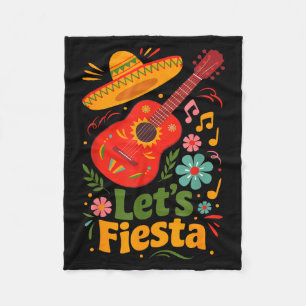 Let's fiesta cinco de mayo guitar mexican vibes fleece blanket