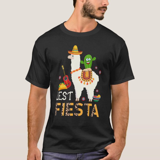 Let's Fiesta Cinco De Mayo Llama Sombrero Cactus L T-Shirt (Front)