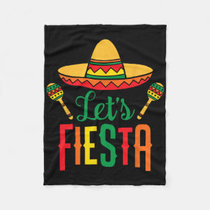 Let's Fiesta Cinco De Mayo Mexican Guitar Sombrero Fleece Blanket