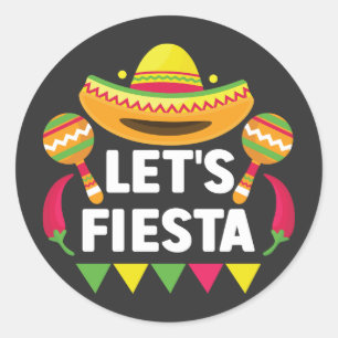 Let's Fiesta Cinco De Mayo, Mexican inspired Classic Round Sticker
