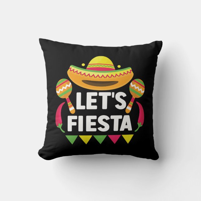 Let's Fiesta Cinco De Mayo, Mexican inspired Cushion (Front)
