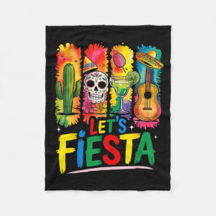 Let's fiesta cinco de mayo mexican margarita skull fleece blanket