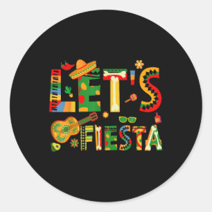 Lets Fiesta Cinco De Mayo Mexican Party Guitar Classic Round Sticker