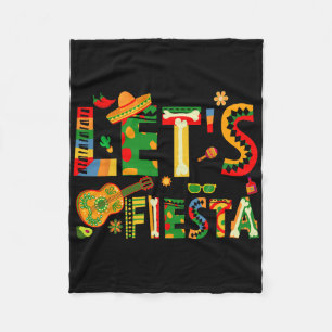 Lets Fiesta Cinco De Mayo Mexican Party Guitar Fleece Blanket