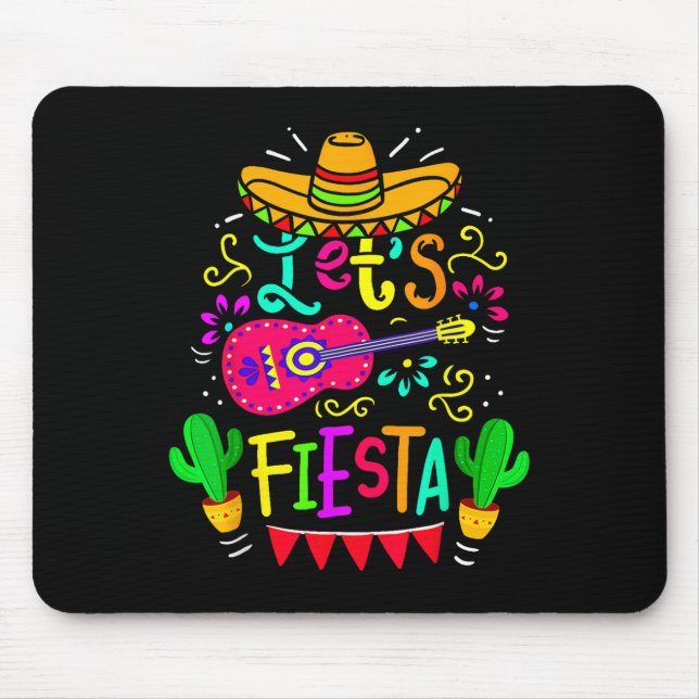 Lets Fiesta Cinco De Mayo Mexican Party Guitar Lov Mouse Pad (Front)