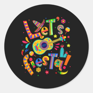Let's Fiesta Cinco De Mayo Mexican Party Guitar Me Classic Round Sticker