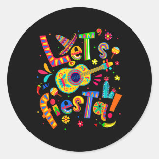 Let's Fiesta Cinco De Mayo Mexican Party Guitar Me Classic Round Sticker