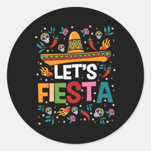 Let's Fiesta Cinco De Mayo Mexican Theme Party Gui Classic Round Sticker