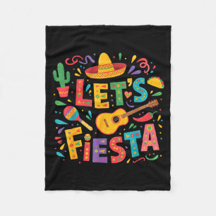 Let's fiesta cinco de mayo sombrero mexican partyL Fleece Blanket