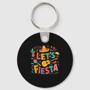 Let's fiesta cinco de mayo sombrero mexican partyL Key Ring