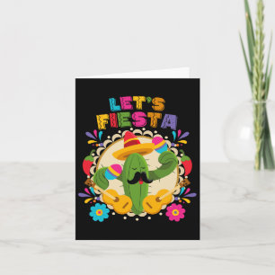 Lets Fiesta Cinco De Mayo With Guitar Cactus Sombr Card