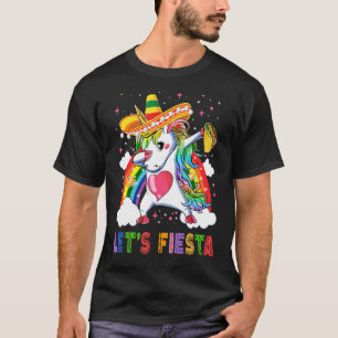 Lets Fiesta Dabbing Unicorn Cinco De Mayo Unicorn T-Shirt