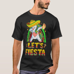 Lets Fiesta Dabbing Unicorn Girl Rainbow Cinco De  T-Shirt