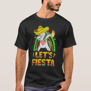 Lets Fiesta Dabbing Unicorn Girl Rainbow Cinco De  T-Shirt