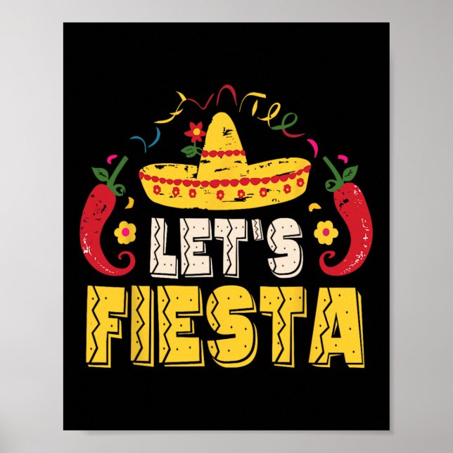 Lets Fiesta Funny Cinco De Mayo Mexican  Poster (Front)
