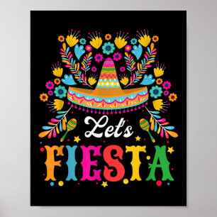 Lets Fiesta Funny Cinco De Mayo Women Men Kids  Poster
