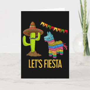 Lets Fiesta Funny Mexican Party Pinata Cactus Cinc Card