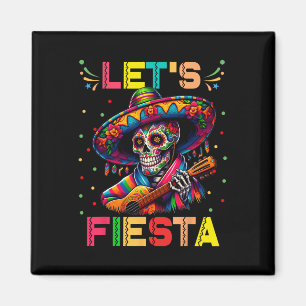 Let's Fiesta Funny Sugar Skull Playing Guitar Cinc Magnet
