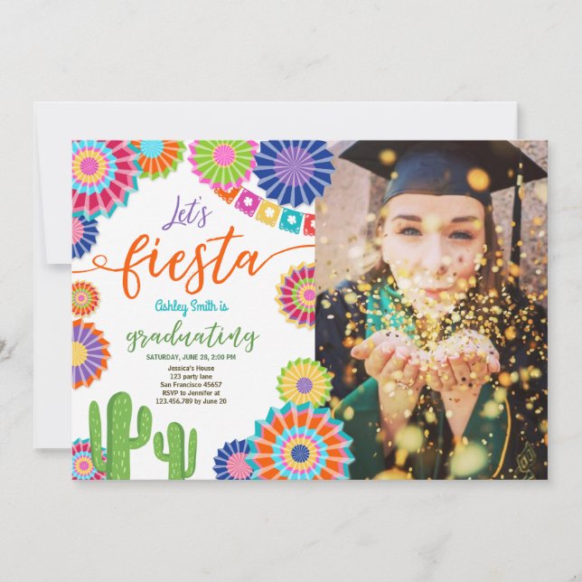 Let's Fiesta Graduation Invitation Mexican party (Front)