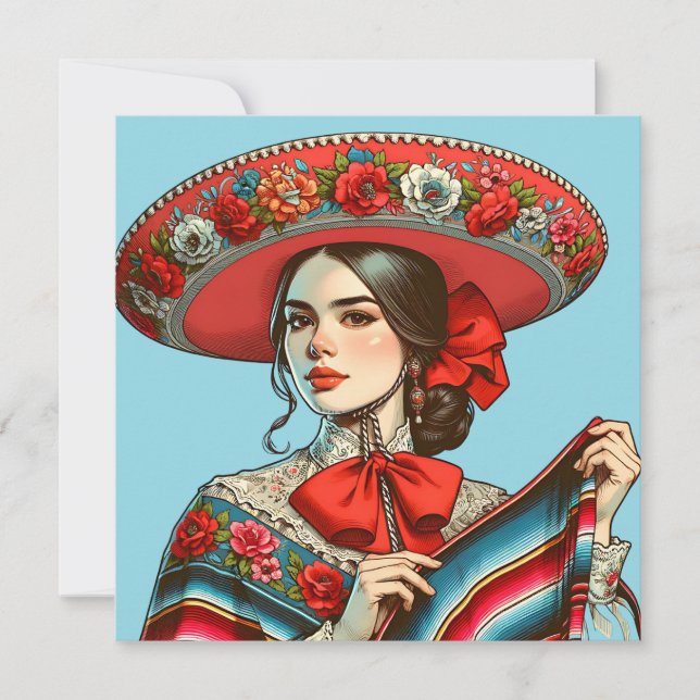 Let's Fiesta Groovy Festive Sombrero  Invitation (Front)