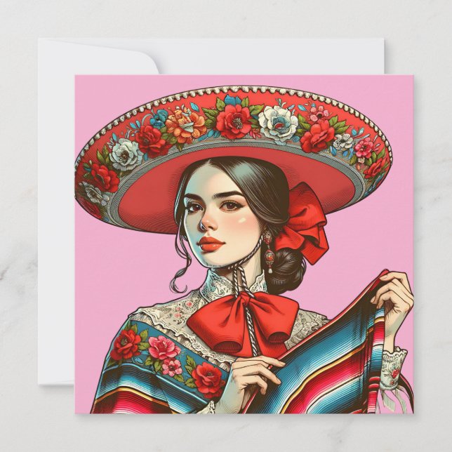 Let's Fiesta Groovy Festive Sombrero  Invitation (Front)