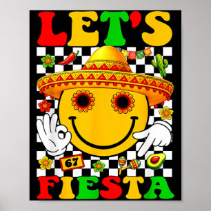 Let's fiesta groovy mexican boys girls kids cinco poster