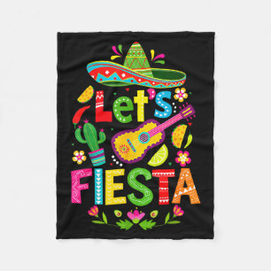 Let's fiesta happy cinco de mayo mexican sombreroL Fleece Blanket
