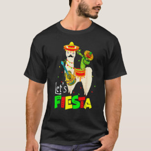Let's Fiesta Llama Cinco De Mayo Cactus Sombrero G T-Shirt