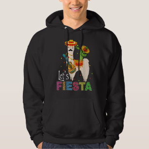 Let's Fiesta Llama Cinco De Mayo Cactus Sombrero M Hoodie