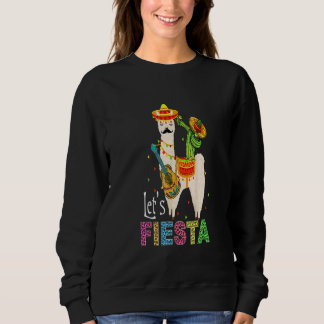 Let's Fiesta Llama Cinco De Mayo Cactus Sombrero M Sweatshirt