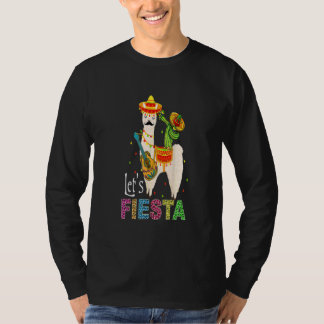 Let's Fiesta Llama Cinco De Mayo Cactus Sombrero M T-Shirt