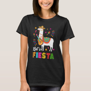 Let's Fiesta Llama Cinco De Mayo Cactus Sombrero M T-Shirt