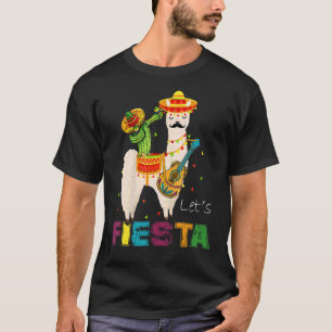 Let's Fiesta Llama Cinco De Mayo Cactus Sombrero M T-Shirt