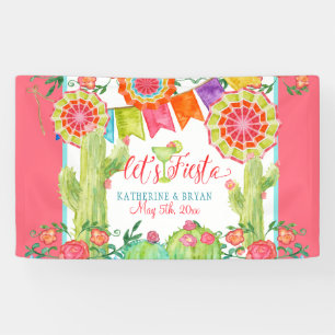 Lets Fiesta Margarita Cactus Flowers Bridal Shower Banner
