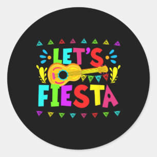 Lets Fiesta Mexican Cinco De Mayo Party Classic Round Sticker