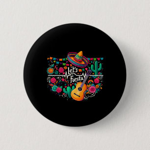 Let's Fiesta Mexican Party Celebration Heartbeat 6 Cm Round Badge