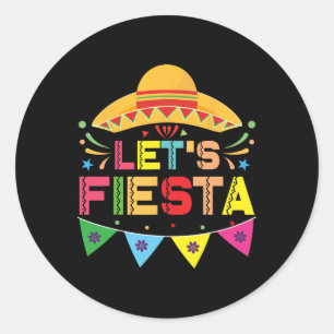 Let's Fiesta Mexico Fiesta Taco Guitar Cinco De Ma Classic Round Sticker