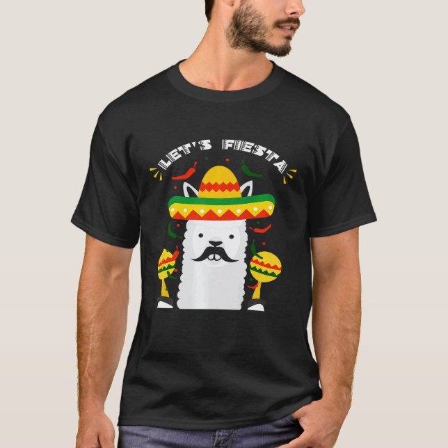 Lets Fiesta Party Llama  Premium T-Shirt (Front)