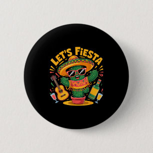 Let's fiesta party mexican 5 de mayo funny cinco 6 cm round badge
