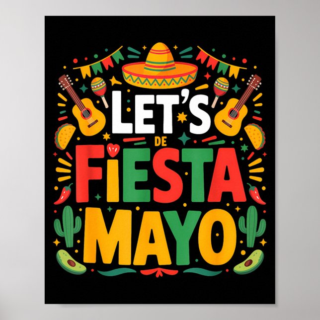 Let's fiesta party mexican 5 de mayo funny cinco poster (Front)