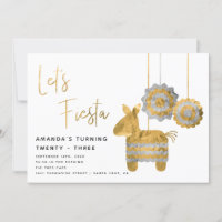Let's Fiesta Piñata Faux Gold Foil Adult Birthday