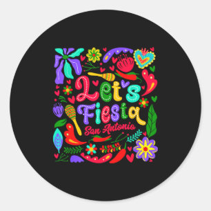 Let's fiesta san antonio floral funny cinco de classic round sticker