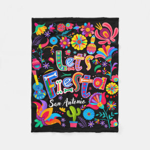 Let's fiesta san antonio floral funny cinco de fleece blanket