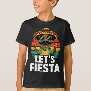 Let's fiesta sombrero dinosaur maracas cinco de T-Shirt