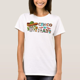 Let's Fiesta Sugar Skull Cinco De Mayo Skull Mexic T-Shirt