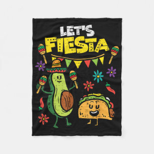 Lets Fiesta Taco Avocado Funny Cinco De Mayo Mexic Fleece Blanket